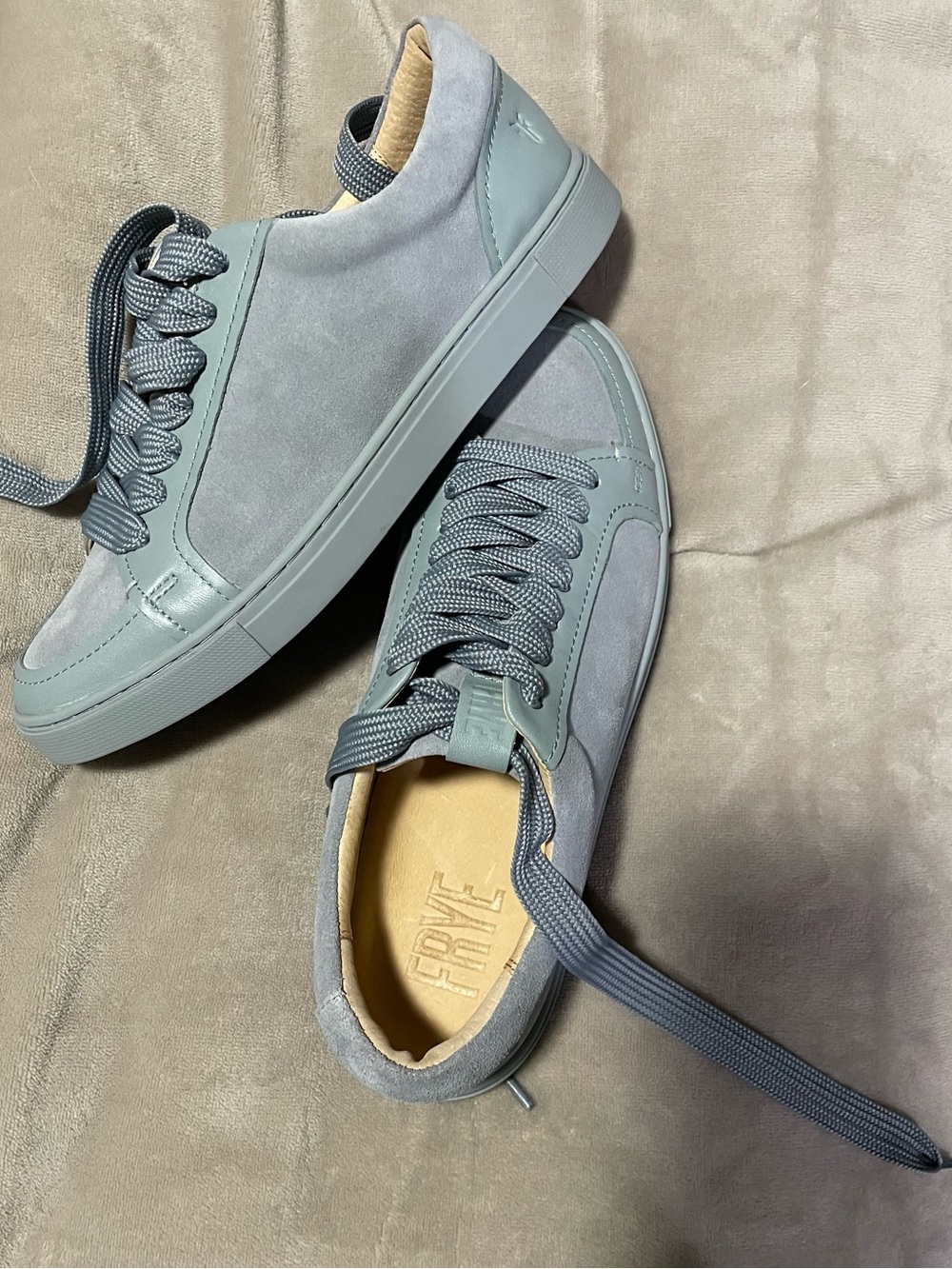 Frye Women's Ivy Court Low Lace-Up Leather Sneakers - Grey (Blue Steel)